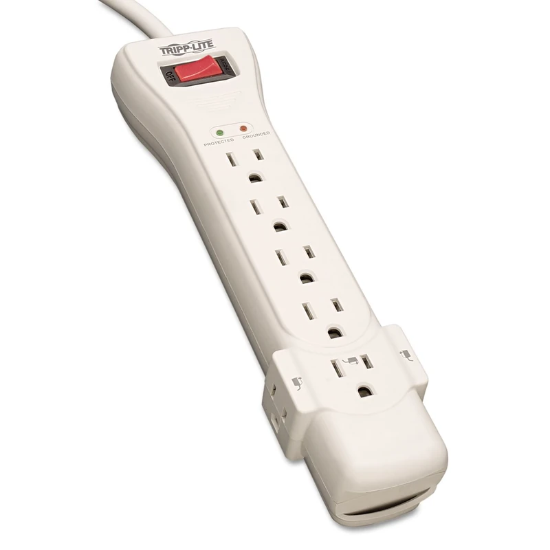 Eaton Tripp Lite Series SUPER7 Flat Plug Power Strip Surge Protector, 7 Outlets, 7ft Extension Cord, 2160 Joules, UL Listed & Certified, White, Lifetime Manufacturer's Warranty & $75,000 Insurance