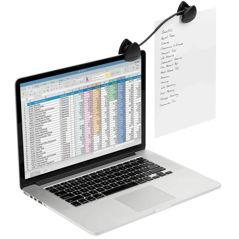 Kensington Document Holder for Typing for Laptops and Monitors, Flex Clip Copyholder, Typing Stand Document Holder, Office Paper Clip Holder, Compact Paper Holder Stand, Black 9-3/4" Wide K62081BF - Image 1