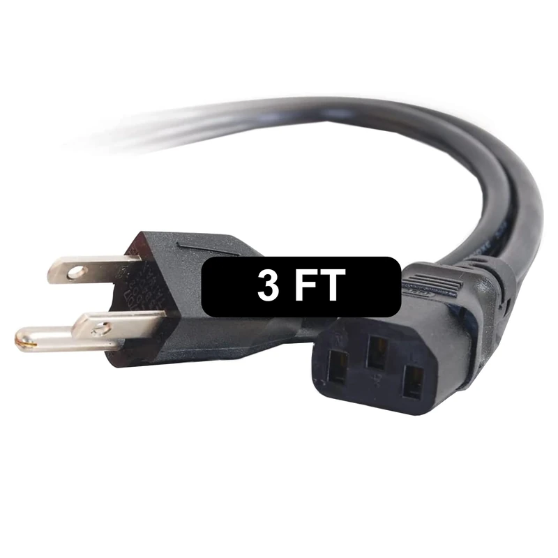 C2G 3FT Replacement AC Power Cord - Power Cable for Electronics, TV, Computer, Printer, Radio, Monitor, Samsung, Dell, Vizio, LG, Asus, Laptop and More (03129) - Image 1