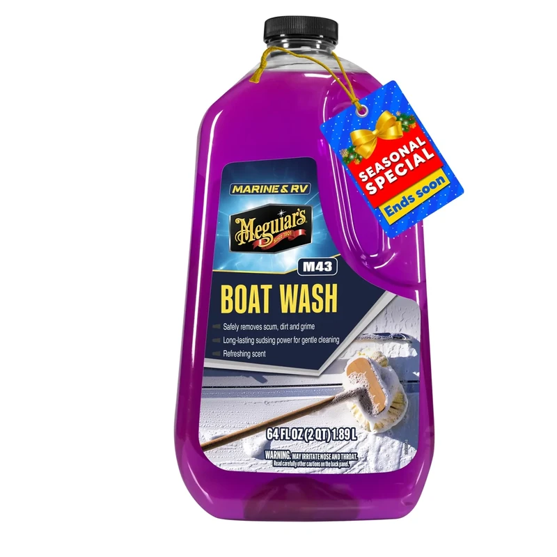Meguiar's M43 Marine/RV Boat Wash, pH-Balanced Boat/RV Wash for Protecting Fiberglass and Gel Coat, Streak-Free Shine that Keeps Surfaces Clean and Protected, 64 Oz