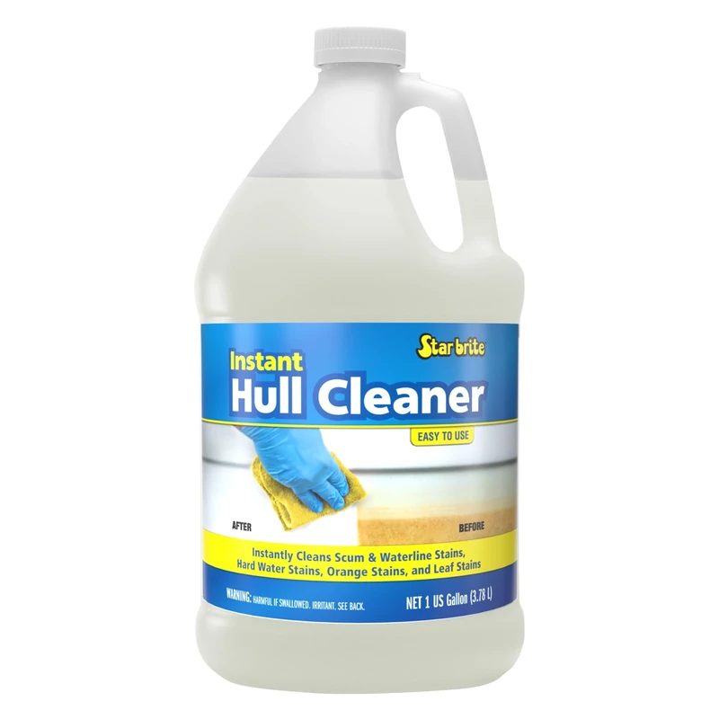 STAR BRITE Instant Hull Cleaner - Easily Remove Stains, Scum Lines & Grime for Boat Hulls, Fiberglass, Plastic & Painted Surfaces - Wipe On, Rinse Off Formula - 128 Ounce Gallon (081700) - Image 1