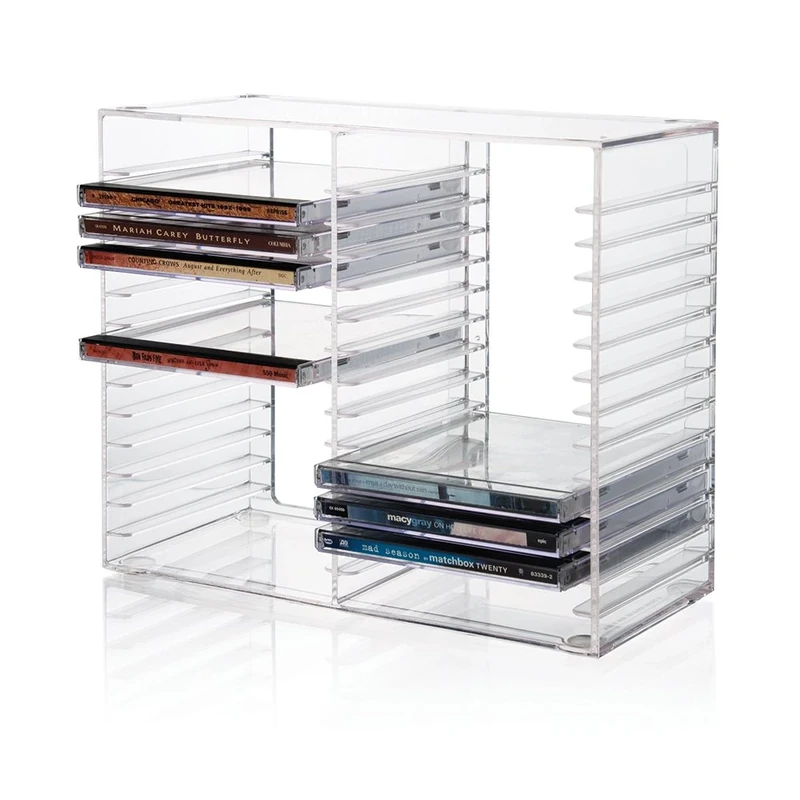 STORi Stackable Clear CD Organizer - 30 Cases, Rubber Feet, USA Made