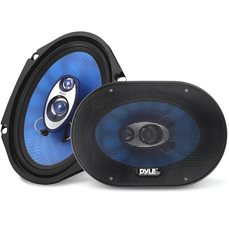 Pyle 6” x 9” Car Sound Speaker (Pair) - Upgraded Blue Poly Injection Cone 4-Way 400 Watts w/ Non-fatiguing Butyl Rubber Surround 50 - 20Khz Frequency Response 4 Ohm & 1.25” ASV Voice Coil