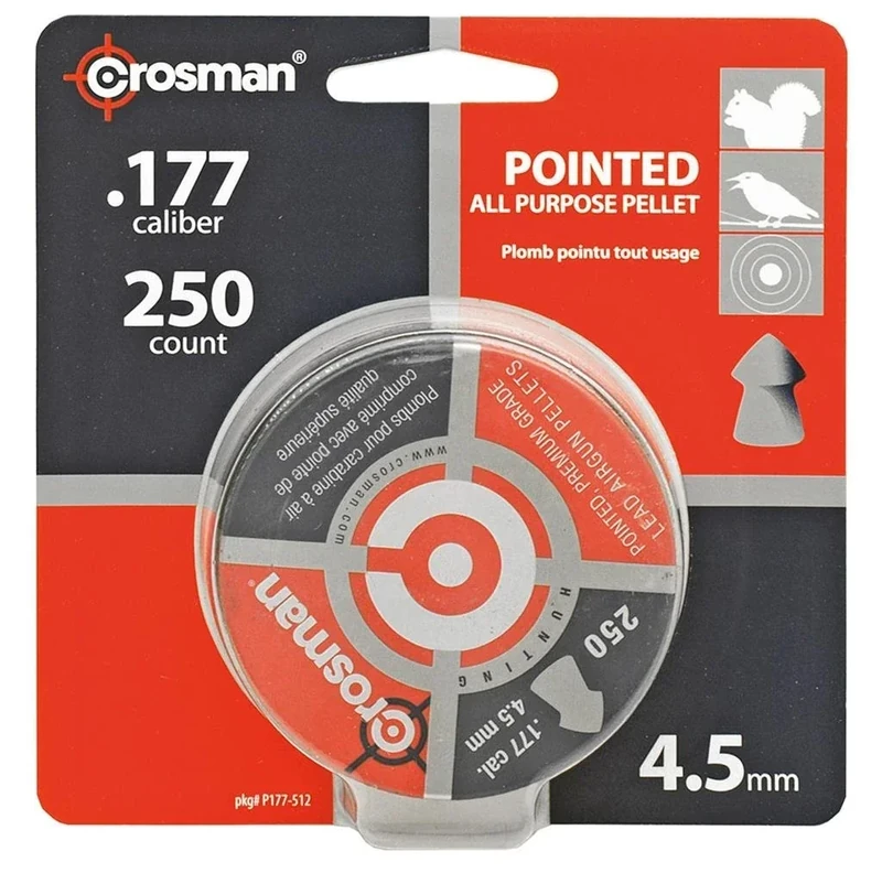 Crosman P177 .177-Caliber Pointed Pellets, 4.5mm, Black(250-Count)