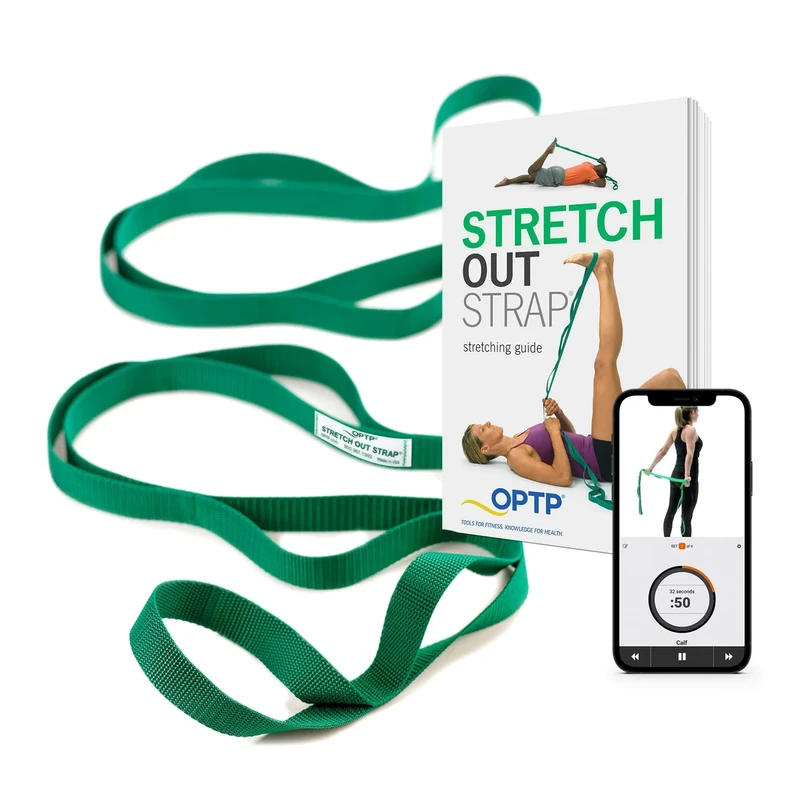 OPTP The Original Stretch Out Strap with Exercise Book, for Flexibility and Mobility Exercises. Stretch Out Straps for Physical Therapy, Yoga Stretching Strap and Knee Therapy Strap. Made in the USA