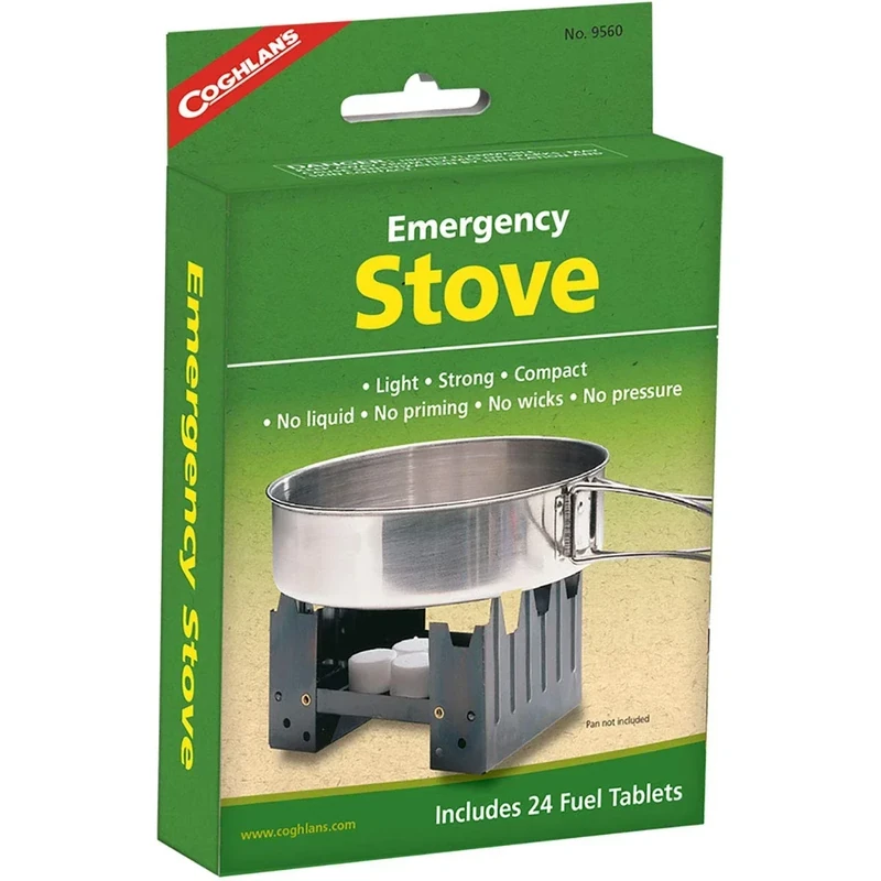Coghlan's Emergency Stove - Lightweight, Portable Camping Stove for Backpacking, Survival, and Outdoor Cooking - Foldable Design with 24 Fuel Tablets Included (Compact for Travel and Storage)