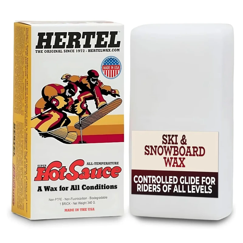 Hertel Super HotSauce All Temperature Ski and Snowboard Wax - Easy to Apply, Rub On or Iron On Hot Wax for Snowboards and Skis - Last up to three times longer (340 g)