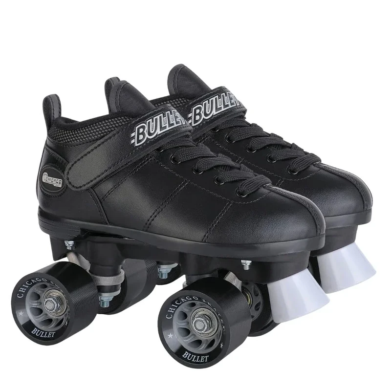 Chicago Skates Bullet Speed Quad Roller Skates – Durable, Top Performance Indoor/Outdoor Youth Skate Shoes for Women & Men Beginner 62mm Urethane Wheels & Low-Cut Ankle Boots for Agility