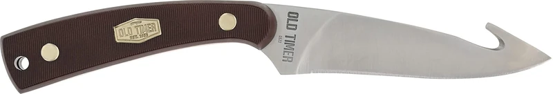 Old Timer 158OT Guthook Skinner 7.3in High Carbon Stainless Steel Full Tang Fixed Blade Knife with 3.5in Blade and Sawcut Handle for Outdoor, Hunting and Camping, Multi