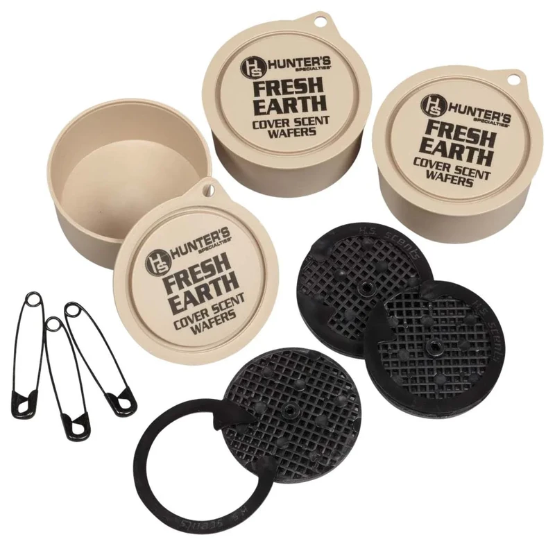 Hunters Specialties Long Lasting Fresh Earth Cover Scent Wafers for Hunting - 9 Wafers Per Pack, 3 Storage Containers Included - Image 1