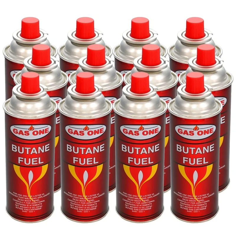 12 Butane Fuel GasOne Canisters for Portable Camping Stoves - Image 1