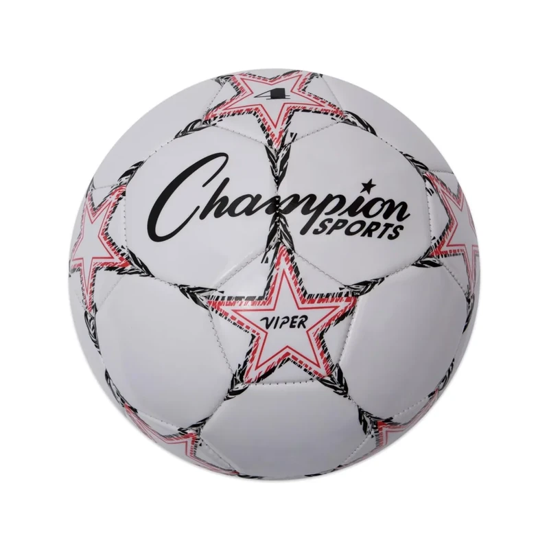 Champion Sports Viper Soccer Ball, Size 4 – Soft Touch TPU Cover, Airlock Bladder – Ages 8-12 – Red/Black/White