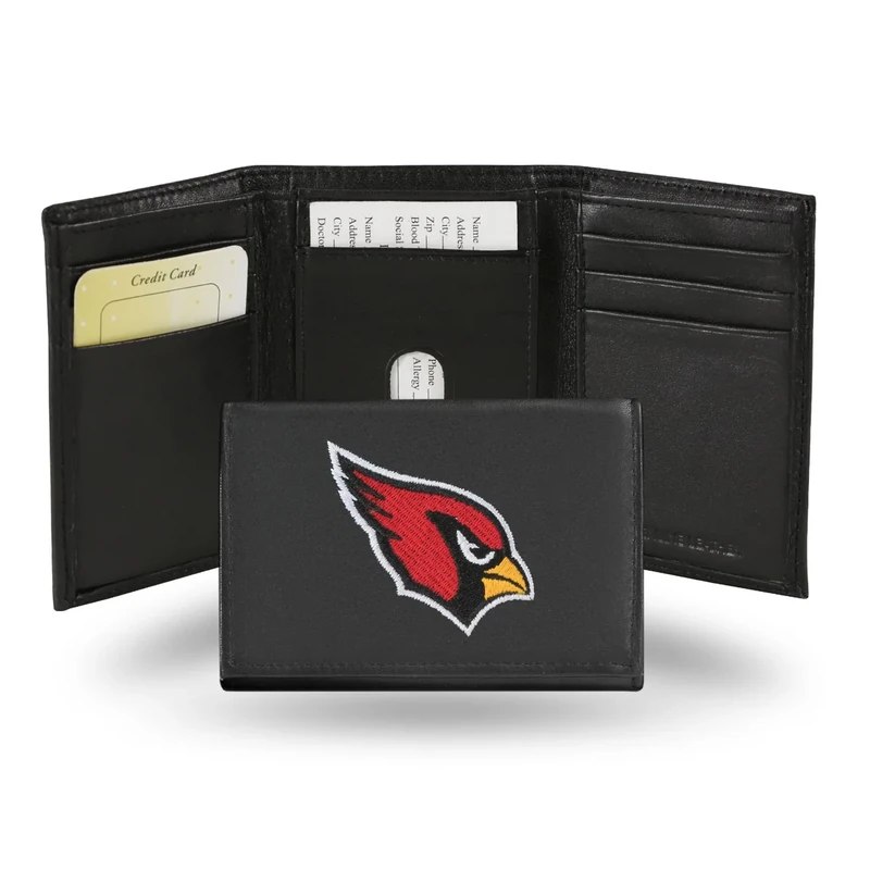 Rico Industries NFL Embroidered Leather Trifold Wallet, Arizona Cardinals