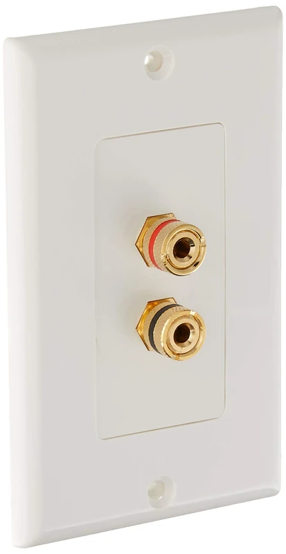 Monoprice Banana Binding Post - Two-Piece inset Wall Plate for 1 Speaker, Coupler Type, Color Indicators, Gold