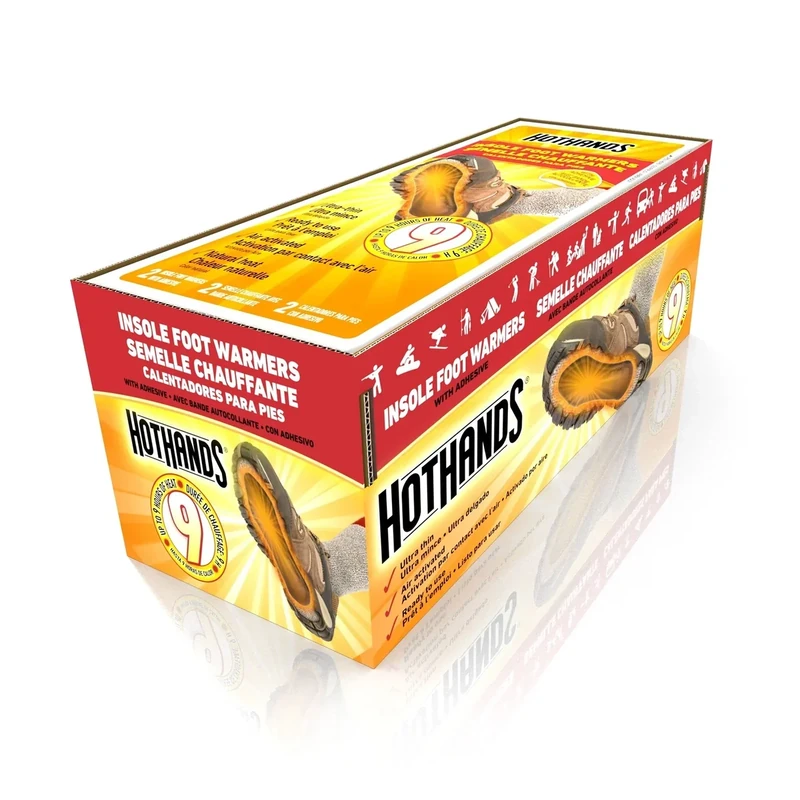 HotHands Insole Foot Warmers - Long Lasting Safe Natural Odorless Air Activated Warmers - Up to 9 Hours of Heat - 16 Pair , Black