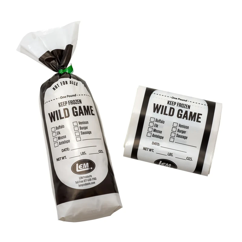 LEM Products 1 lb. Wild Game Bags, Polyethylene, White and Black, 100 Count