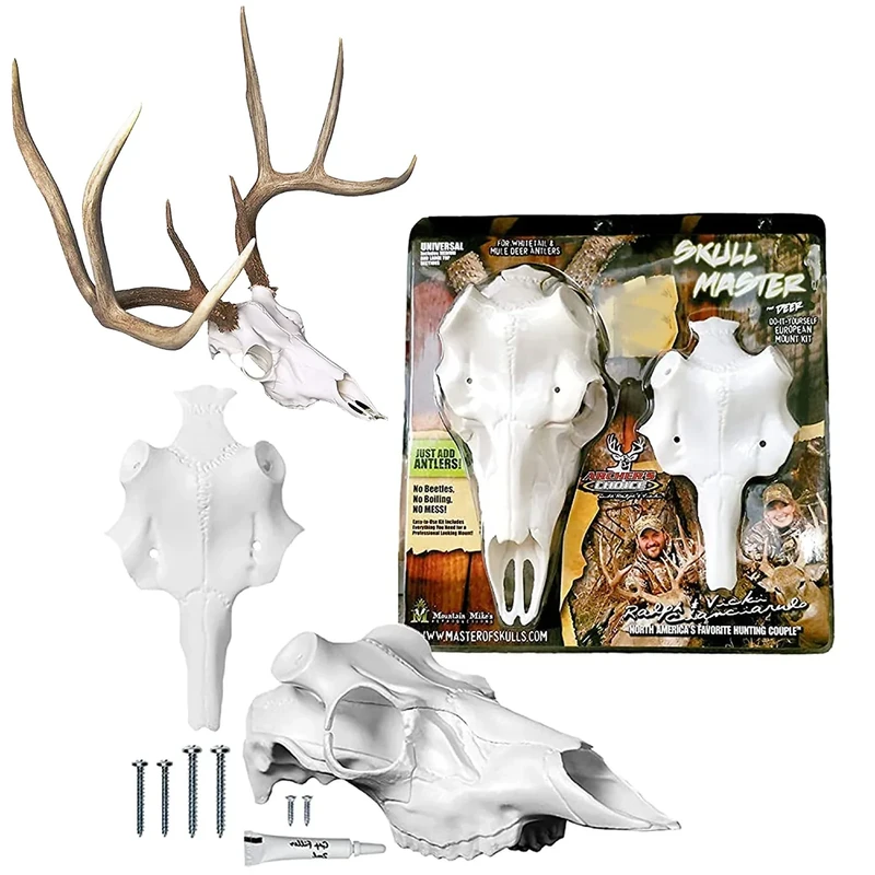 Skull Master by Illusion | White | European Mount | Antler Mounting Kit | Euro Mount | 3D Modeled Replica Deer Skull | Taxidermy | Compatible with Harvested and Shed Antlers | Universal Sizing