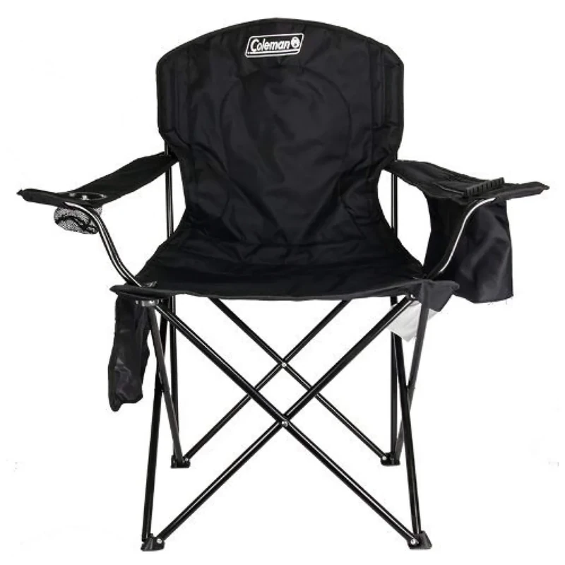 Coleman Portable Camping Chair with 4-Can Cooler, Cushioned Seat & Back with Side Pockets & Cup Holder, Carry Bag Included, Great for Camping, Tailgating, Firepits, Patio, & More