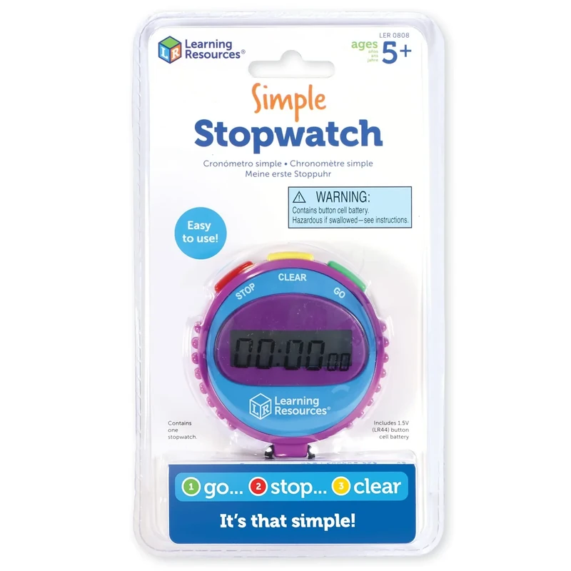 Learning Resources Simple 3 Button Stopwatch, Supports Science Investigations, Timed Math Exercises, Elapsed Time Tracking, Ages 5+ - Image 1