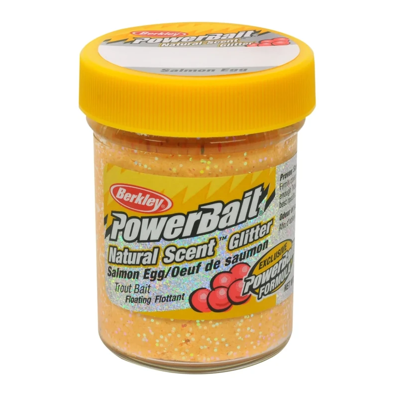 Berkley PowerBait Natural Glitter Trout Fishing Dough Bait, Salmon Peach, 0, Jar