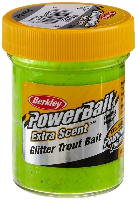 Berkley PowerBait Glitter Trout Bait, Chartreuse, Fishing Dough Bait, Scent Dispersion Technology, Irresistible Scent and Flavor, Moldable and Easy to Use