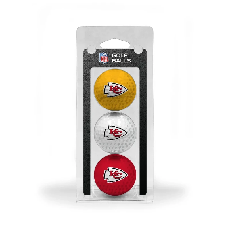Team Golf NFL Kansas City Chiefs 3 Golf Ball Pack Regulation Size Golf Balls, 3 Pack, Full Color Durable Team Imprint