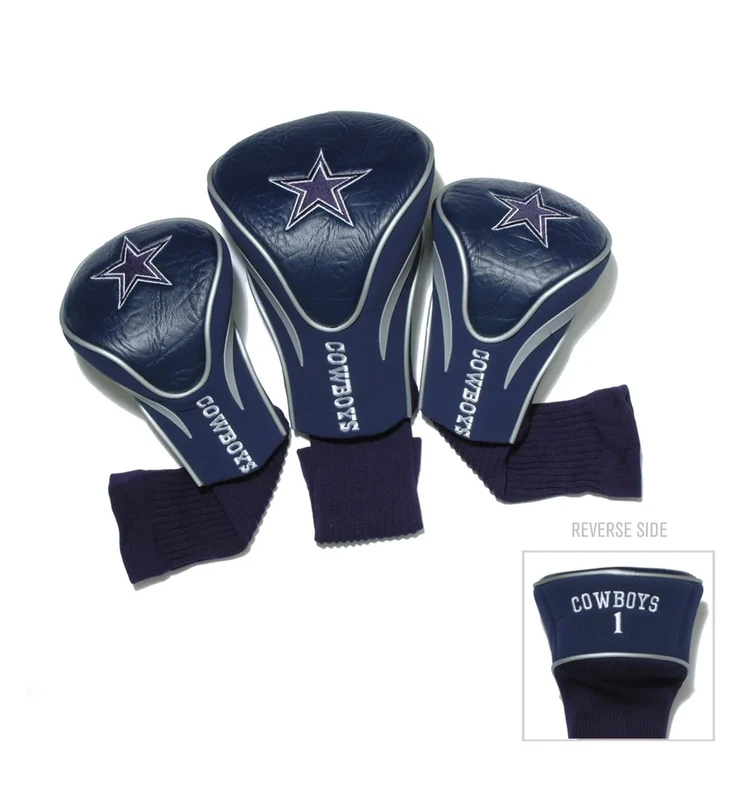 Team Golf NFL Dallas Cowboys Contour Golf Club Headcovers (3 Count) Numbered 1, 3, & X, Fits Oversized Drivers, Utility, Rescue & Fairway Clubs, Velour lined for Extra Club Protection