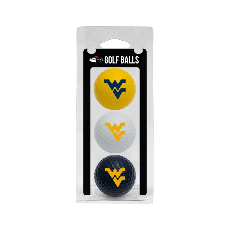 Team Golf NCAA West Virginia Mountaineers 3 Golf Ball Pack Regulation Size Golf Balls, 3 Pack, Full Color Durable Team Imprint