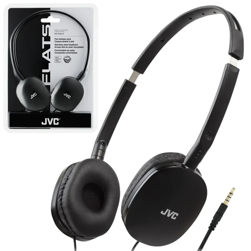 JVC HAS160 Flats On-Ear Wired Headphones - 30mm Driver, Foldable
