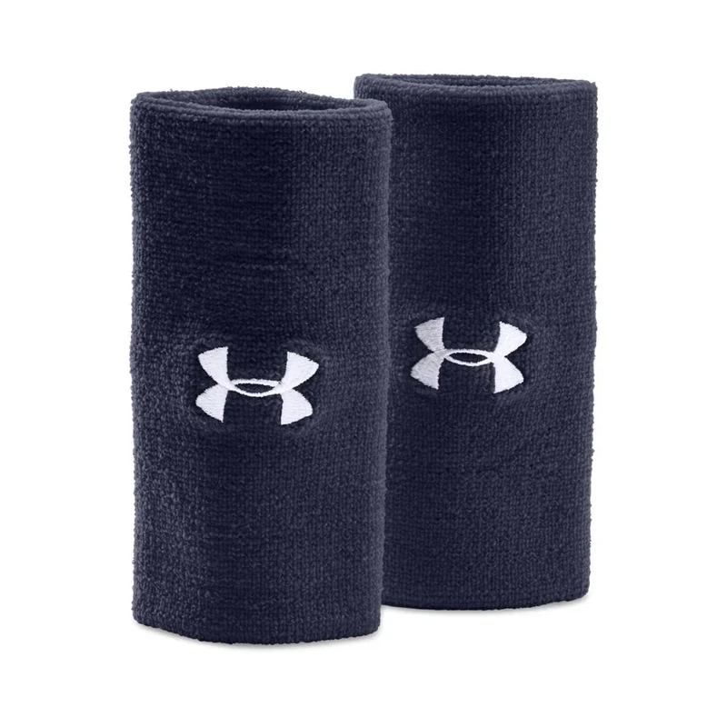 Under Armour Unisex-Adult 6-inch Performance Wristband 2-Pack , Midnight Navy (410)/White , One Size Fits All