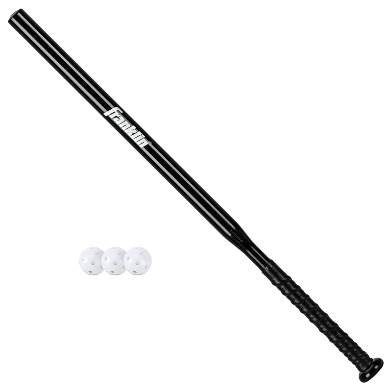 Franklin Sports MLB Baseball Training Bat + Balls - Thin Stick Training Equipment for Hitting Practice - Skinny Mini Bat + Ball Set for Contact Batting - 30"