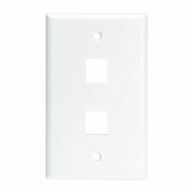 Leviton QuickPort Wallplate For Large Connectors, Single Gang, 2-Port, 41080-2WL, White
