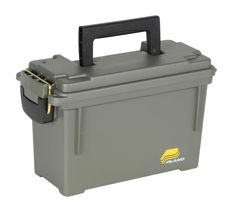 Plano Field Ammo Box, OD Green, Lockable Ammunition Storage Box with Heavy-Duty Carry Handle, Small Plastic Ammo Storage, Water-Resistant Protection, Holds 6-8 Boxes of Ammo