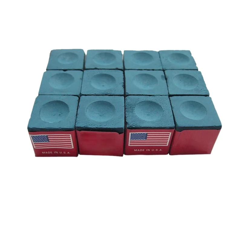 Master Billiard Cue Chalk Box - 12 Blue Cubes, Pro Grade