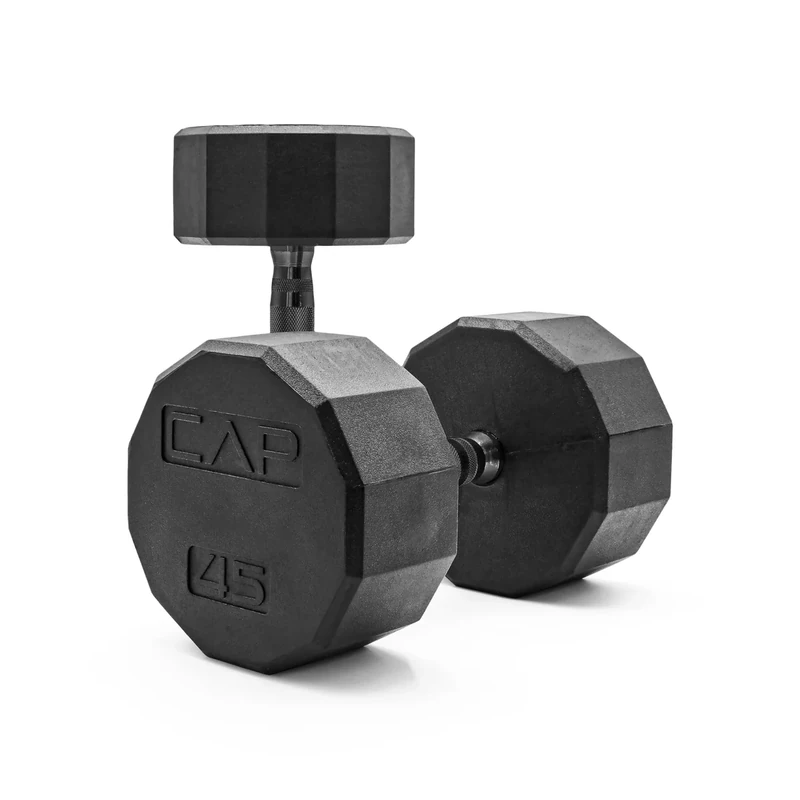 CAP Barbell 12-Sided Coated Dumbbell with Black Handle, Pair, 45 LB
