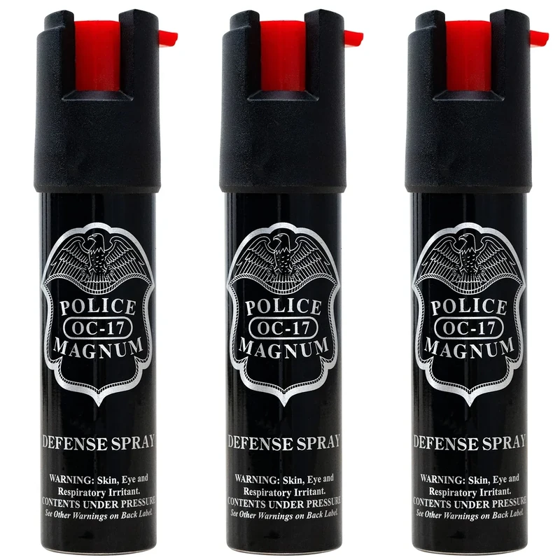 Police Magnum Compact Pepper Spray for Personal Safety - Maximum Heat Strength OC - Small, Discreet Carry Canister - Made in The USA-3 Pack 3/4oz TL
