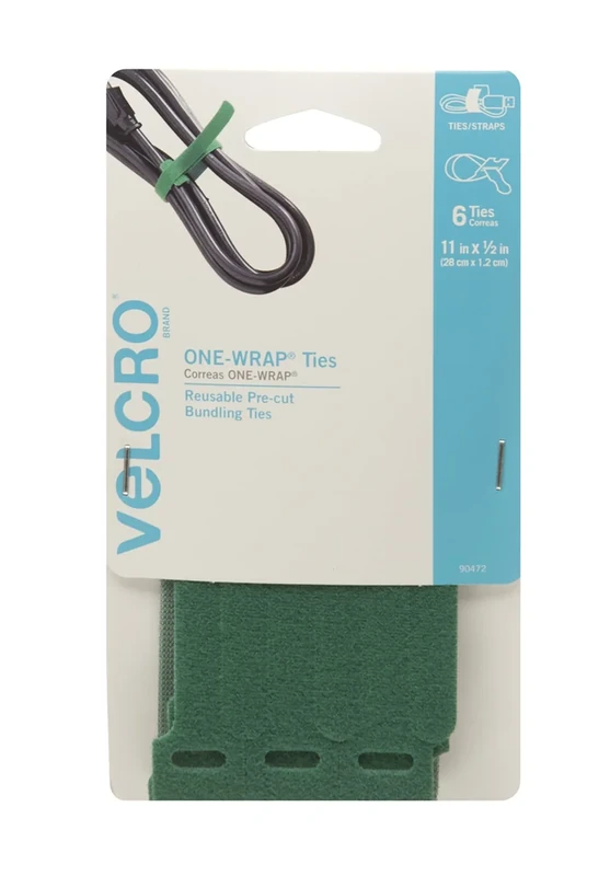 VELCRO Brand ONE-WRAP Bundling Strap - 6 Reusable 11" x 1/2" Green