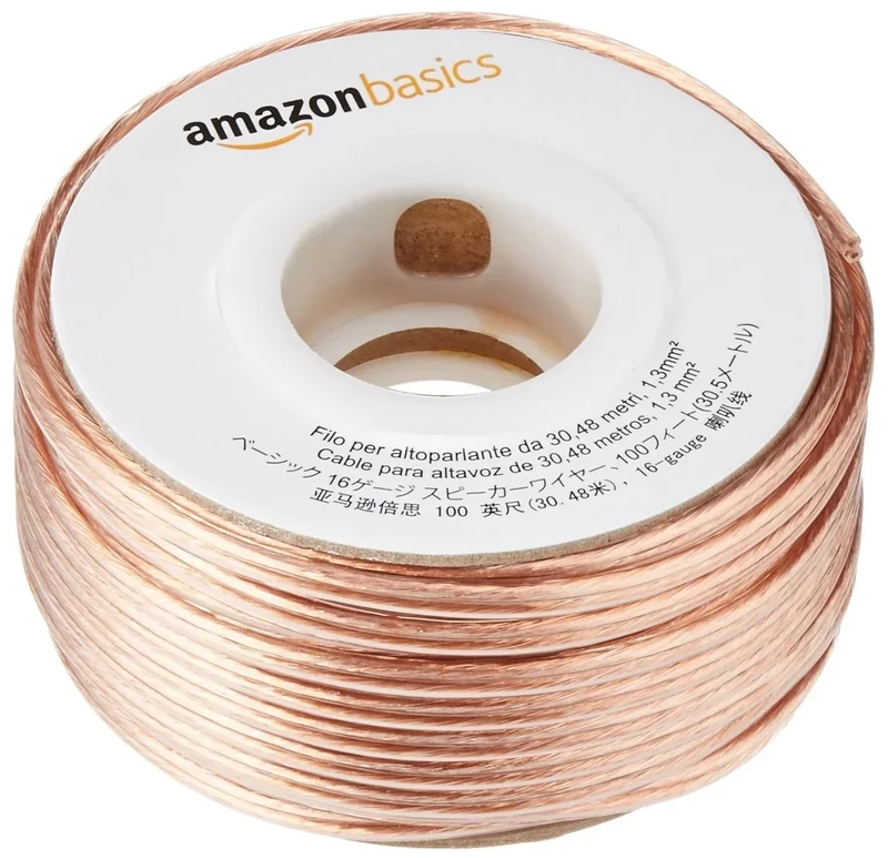 Amazon Basics 16-Gauge Speaker Cable - 100 ft, Easy Assembly