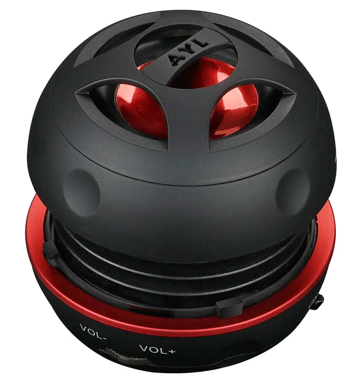 AYL Mini Speaker System, Portable Plug-in Speaker with 3.5mm Aux Input & 3.5 mm Jack, External Audio for Laptop, MP3, iPhone – Small Wireless Bluetooth Speaker with Built-in Mic (Black) - Image 1
