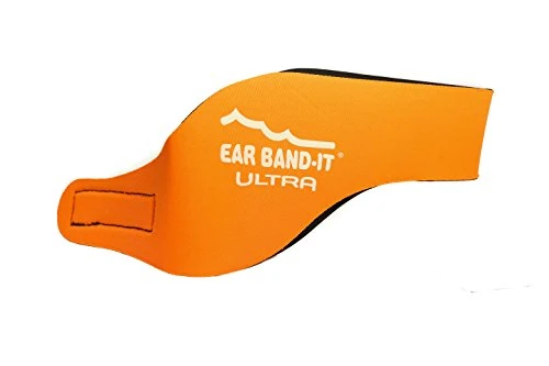 Earvolution Ear Band-It Ultra Swimming Headband, American Brand, Doctor-Invented - Sensory-Friendly- Anti-Slip Grip &Thick Neoprene for Max Protection/Comfort, Holds Earplugs in, (Orange, Large)