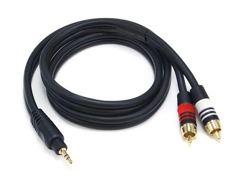 Monoprice Audio Cable - Premium Stereo Male to 2 RCA Male, Gold Plated, 22AWG, 3 Feet, Black