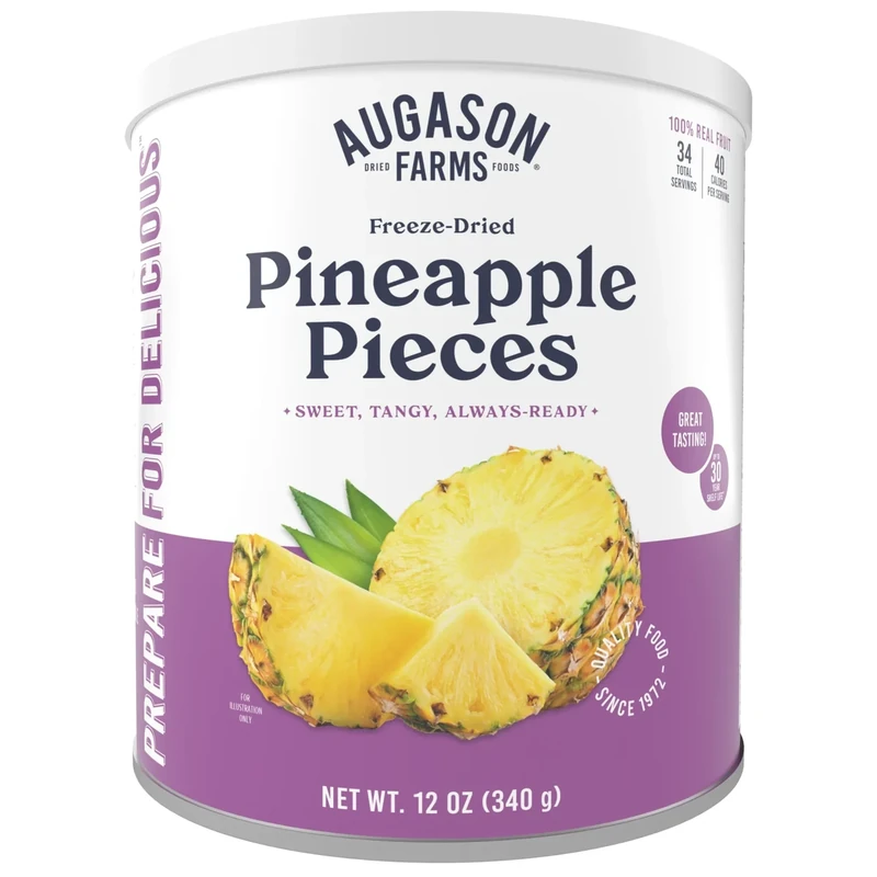 Augason Farms Freeze Dried Pineapple - 34 Servings, 30yr Life - Image 1