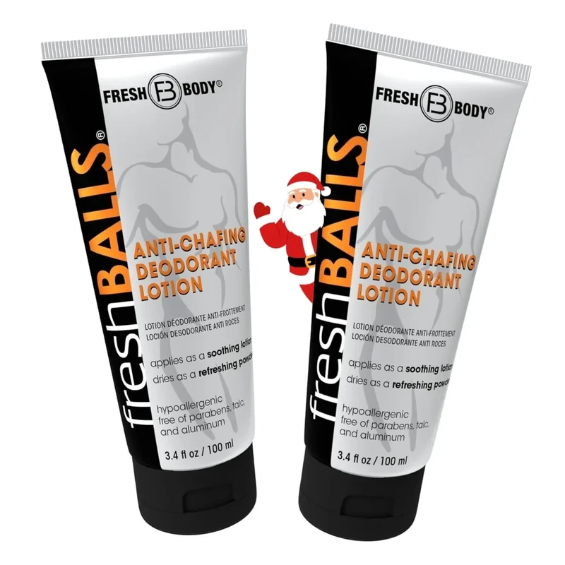 FRESH BALLS Lotion Anti-Chafing Comfort Men's Soothing Cream to Powder Ball Deodorant and Hygiene for Groin Area, 3.4 fl oz (Pack of 2) - Image 1