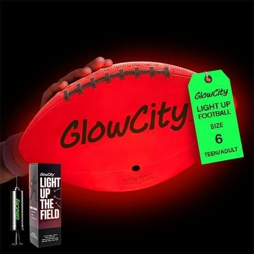GlowCity Glow in The Dark Football - Size 6 Light Up LED Ball for Teen Boys & Adults - Cool Sports Gift for Night Outdoor Games - Birthday Gifts Ideas for Teen Boys Teenager Ages 12 13 14 15 16 17 18
