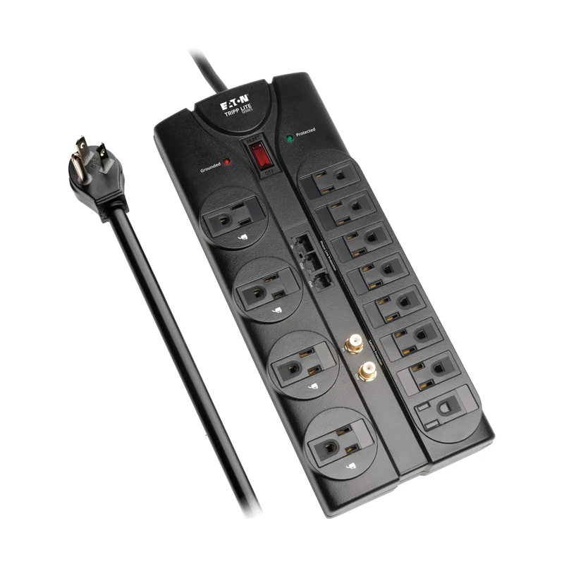 Tripp Lite TLP1208SAT Surge Protector - 2880J, 12 Outlets, 8ft Cord
