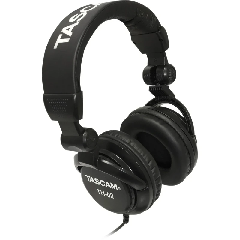 TASCAM TH-02 Over-Ear Studio Headphones - Foldable Wired with Adapter