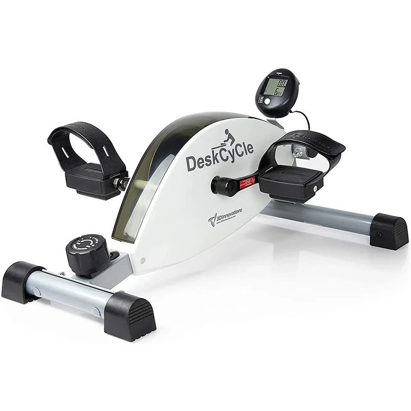 DeskCycle Under Desk Bike Pedal Exerciser with Standard Height - Stationary Bikes for Home & Office (White)