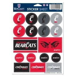 NCAA University of Cincinnati Vinyl Sticker Sheet, 5" x 7"