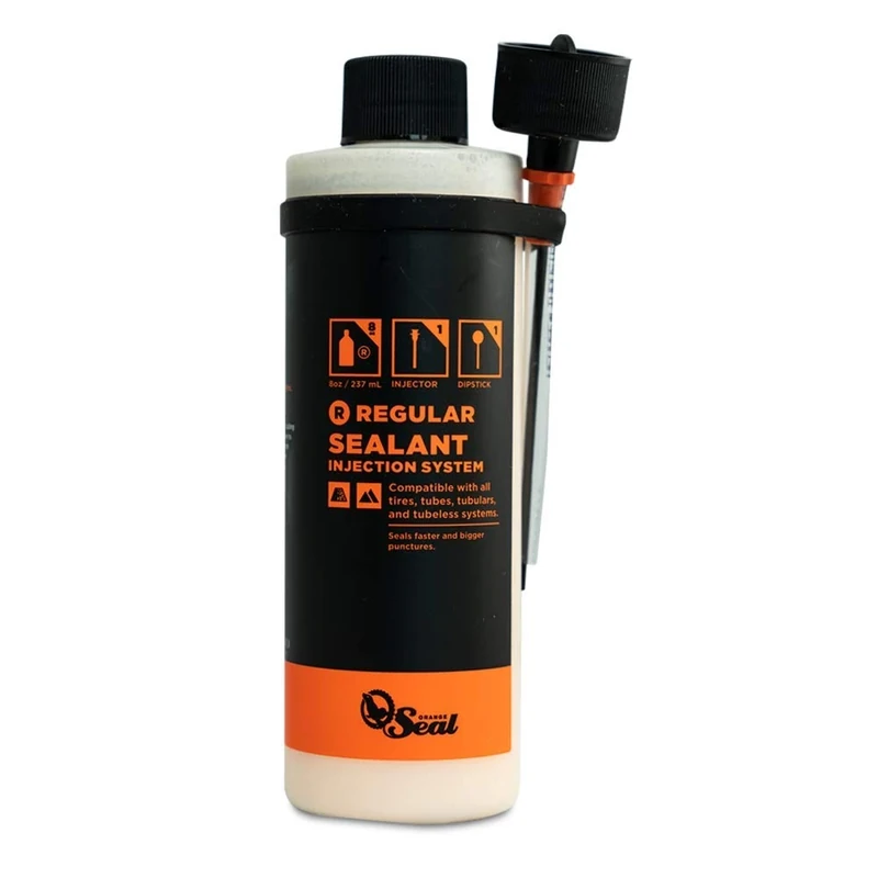 Orange Seal - Regular Formula Tubeless Bike Tire Sealant with Injector | Fast Sealing, up to 1/4" Puncture | for MTB, Road, CX and Gravel Bicycle Tires | 8oz w/Injector