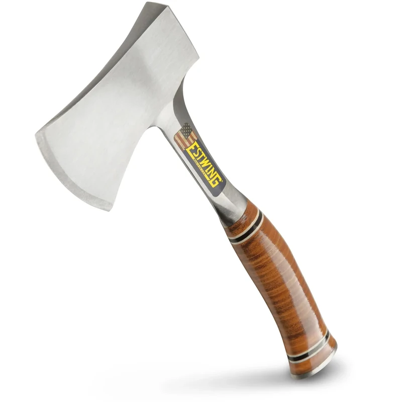 ESTWING Sportsman's Axe - 14" USA Made Camping Hatchet with Forged Steel Construction & Genuine Leather Grip - E24A - Image 1